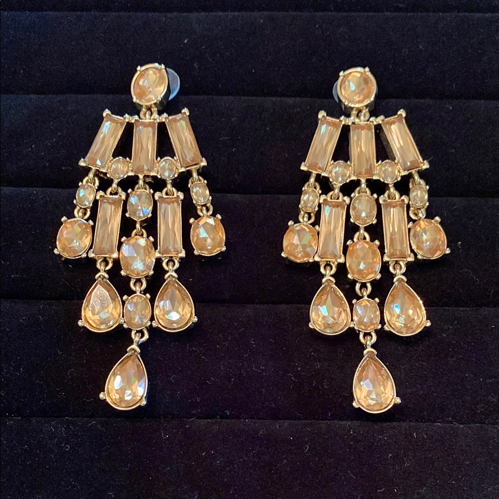 Banana Republic Gold Chandelier Earrings with Teardrop Crystals